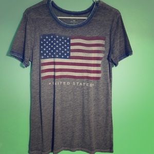 Grey United States flag scoop neck shirt